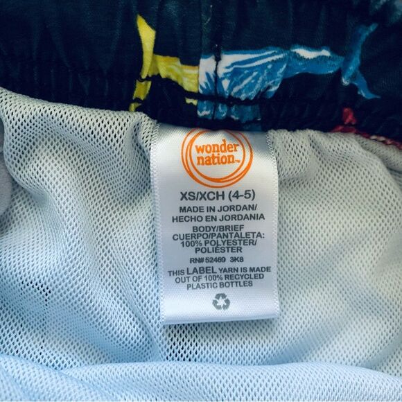 Wonder Nation Toddler/Little Kids Shark Graphic Print Swim Trunk Shorts | XS 4/5 - Picture 4 of 6